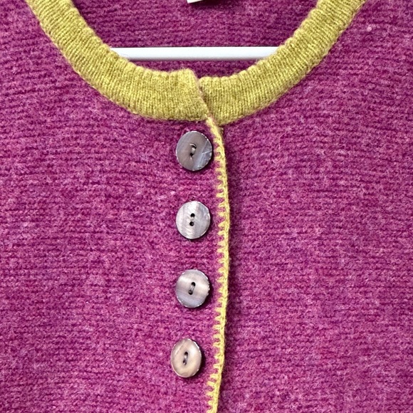 EUC Sundance Wool Purple Tulla Cardigan with Green Trim - Picture 3 of 6